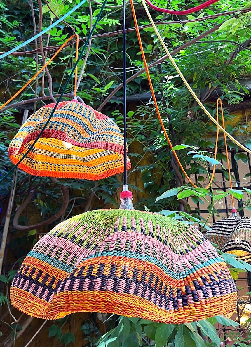 PET Lamps Bolgatanga in Colllab with Baba Tree Basket Company, Rossana Orlandi Gallery